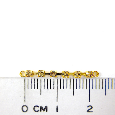 金色雙孔六顆排鑽-茶色