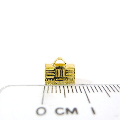 銅鍍金色條紋扁繩夾山-8mm