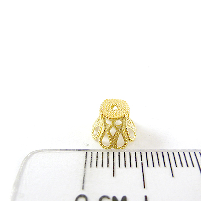 銅鍍金色鏤空四葉點紋花帽-8mm