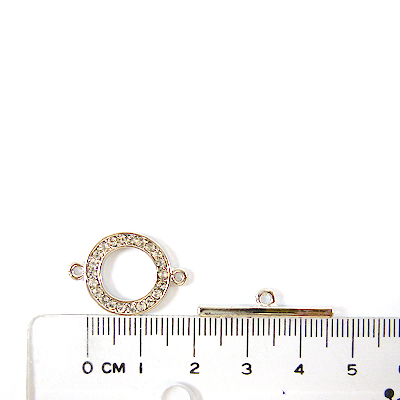 銅鍍正白K色單孔鑲鑽Y字鍊棍扣-白彩