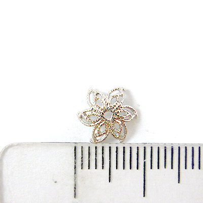 銅鍍正白K色細網六瓣花帽