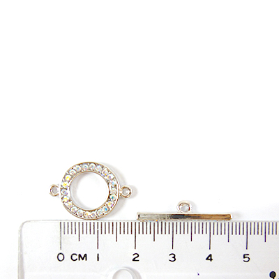 銅鍍正白K色單孔鑲鑽Y字鍊棍扣-白