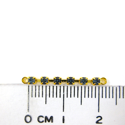 金色雙孔六顆排鑽-灰藍色