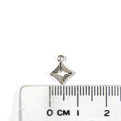 銅鍍正白K色單孔中空菱形雕刻