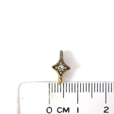 青古銅雙孔凹面菱形鑲單鑽