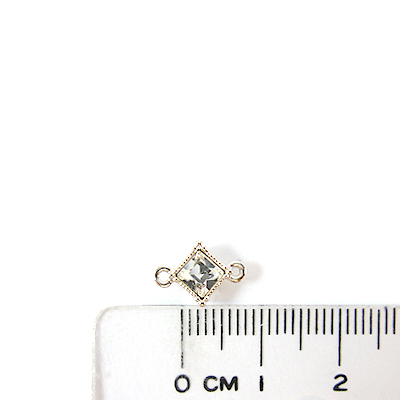 銅鍍正白K色雙孔菱形鑽飾