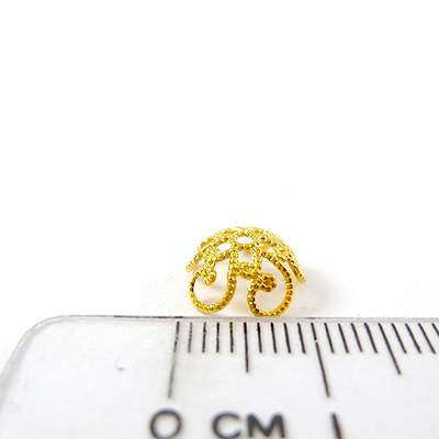 銅鍍金色鏤空花形花帽