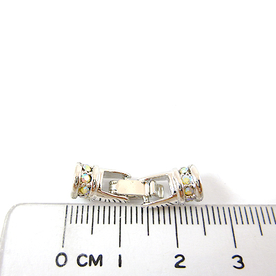 銅鍍正白K色雙孔鑲鑽隔珠扣頭