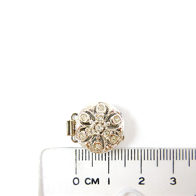 銅鍍正白K色歐洲雙孔花形鑲鑽扣頭