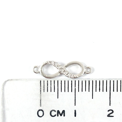 銅鍍霧銀色雙孔8字鑲鑽