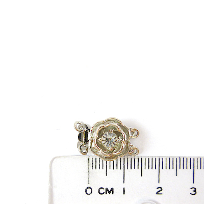 銅鍍正白K色歐洲雙孔玫瑰花鑲單鑽扣頭