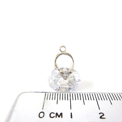 銅鍍正白K色單孔橢圓鑽加墬鉤-白色