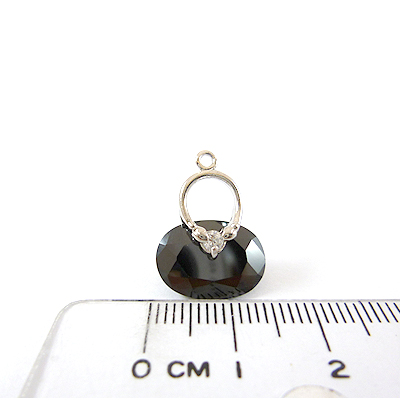 銅鍍正白k橢圓鑽加墬鉤-黑色