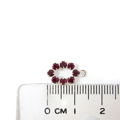 正白K單孔中空橢圓形鑲鑽-暗紅