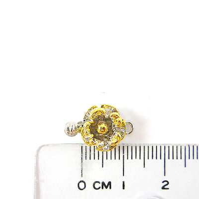 銅鍍正白K色單孔雙層花金邊扣頭