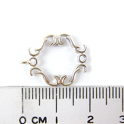 銅鍍霧銀色雙孔方形花紋