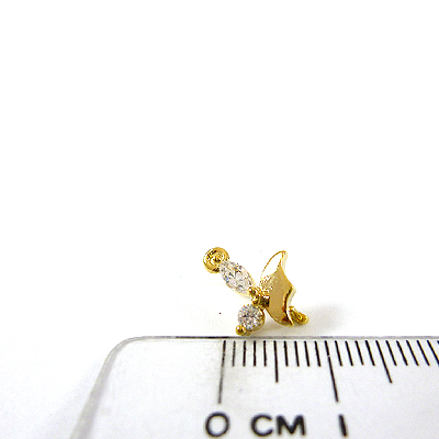 金色單邊鑲鑽蝴蝶夾頭