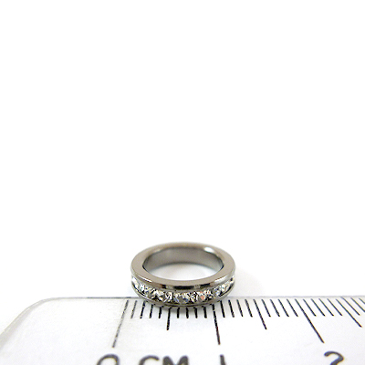 黑金中空圓形側面鑲鑽-白色-13mm