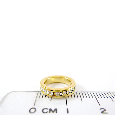 金色中空圓形側面鑲鑽-白色-13mm