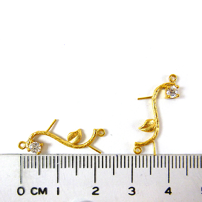 銅鍍霧金色雙孔單鑽枝葉