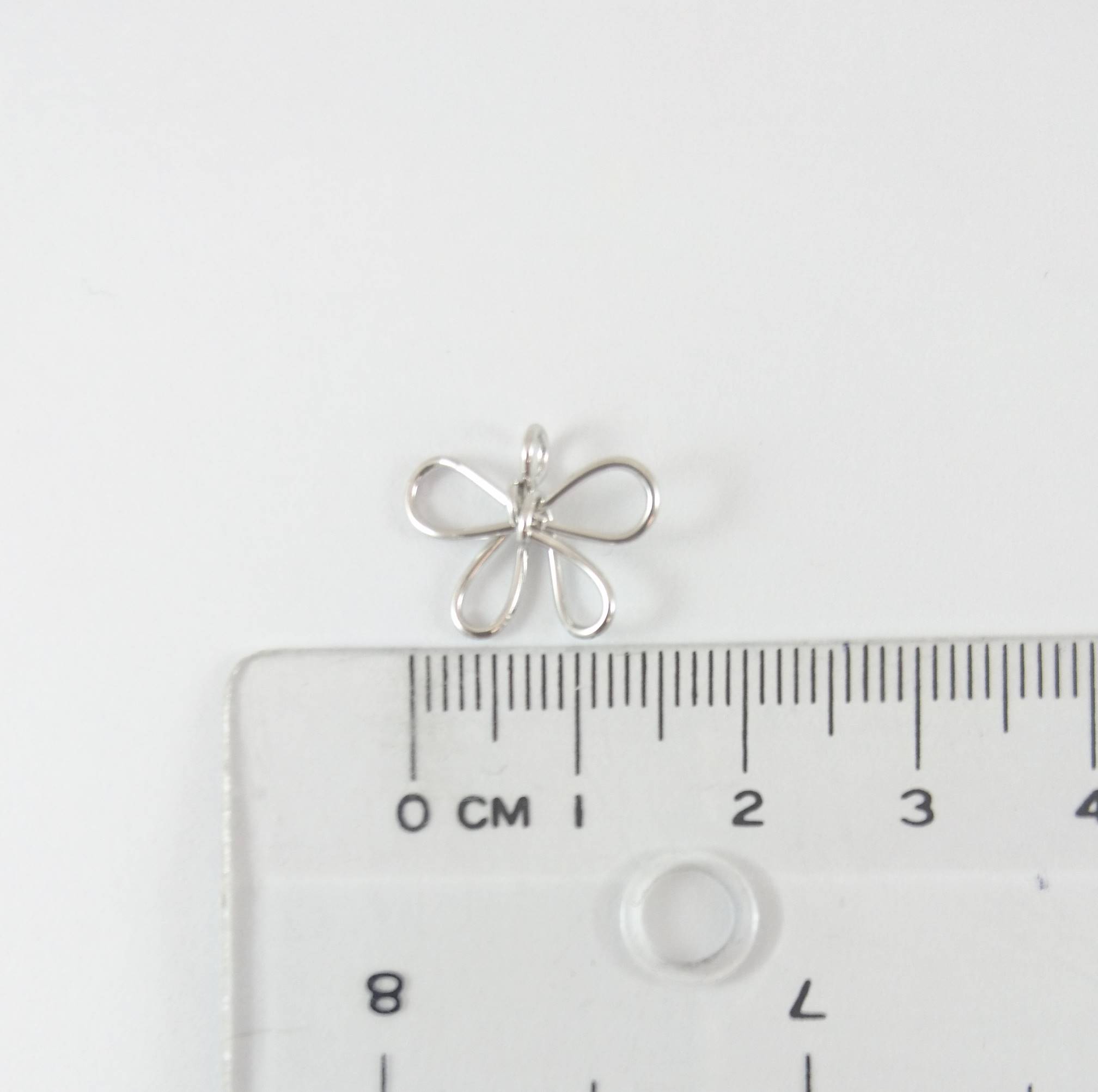 銅鍍正白k色單孔線折蝴蝶結