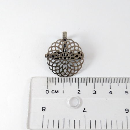 24mm銅鍍古銀色網花平底別針