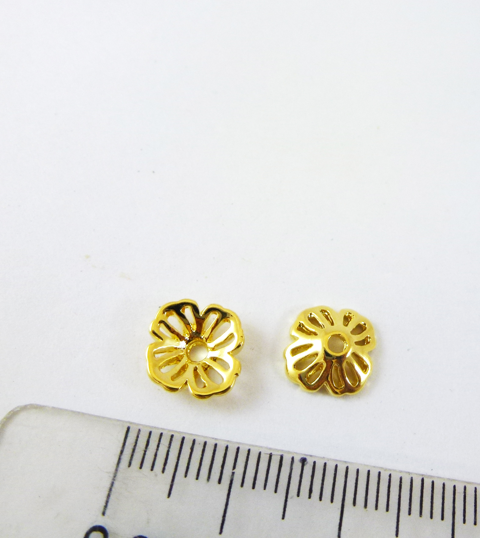 10mm合金鍍金鏤空四葉雙脈花帽