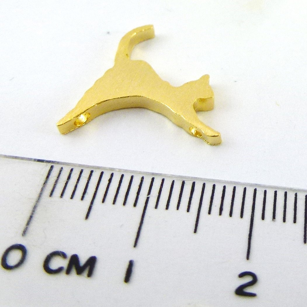 銅鍍霧金色三孔跳躍貓