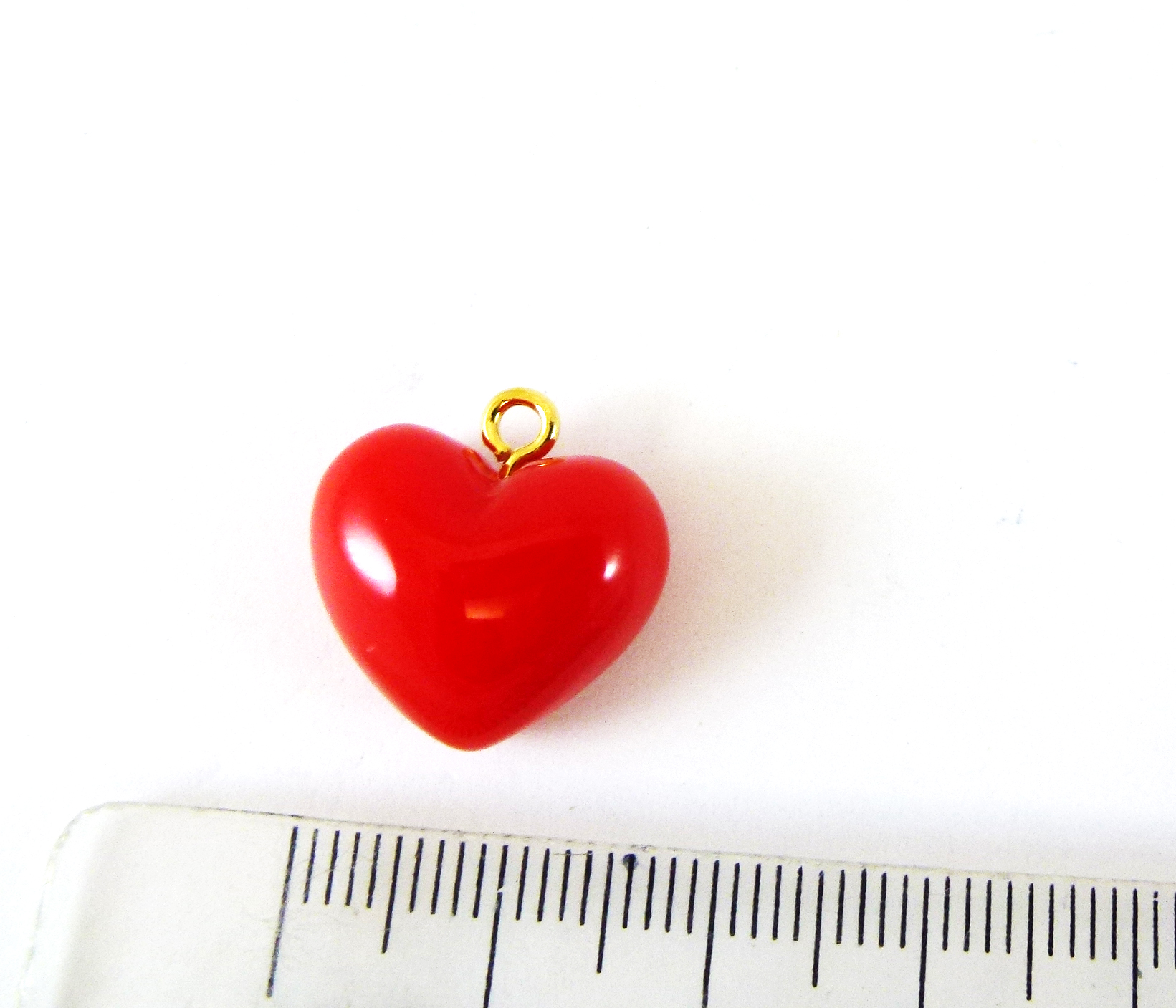 17mm金色單孔紅色愛心