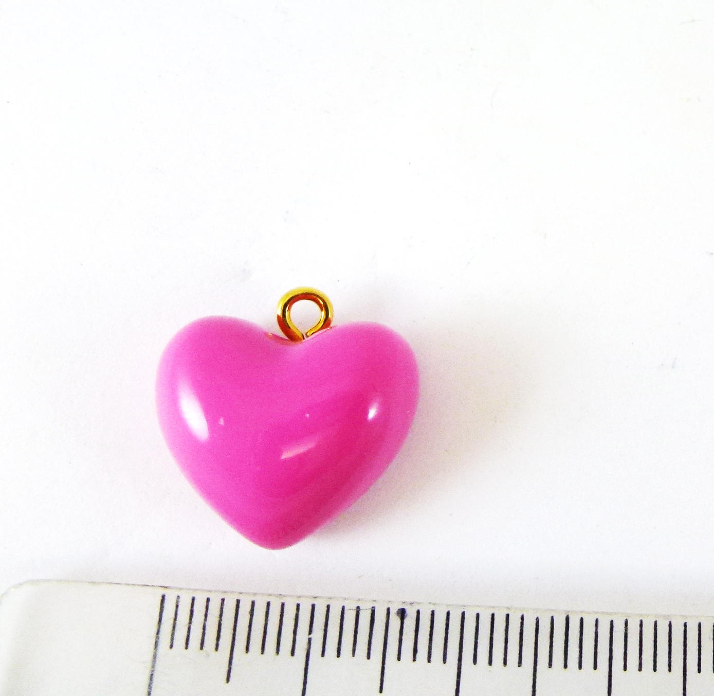 17mm金色單孔粉色愛心