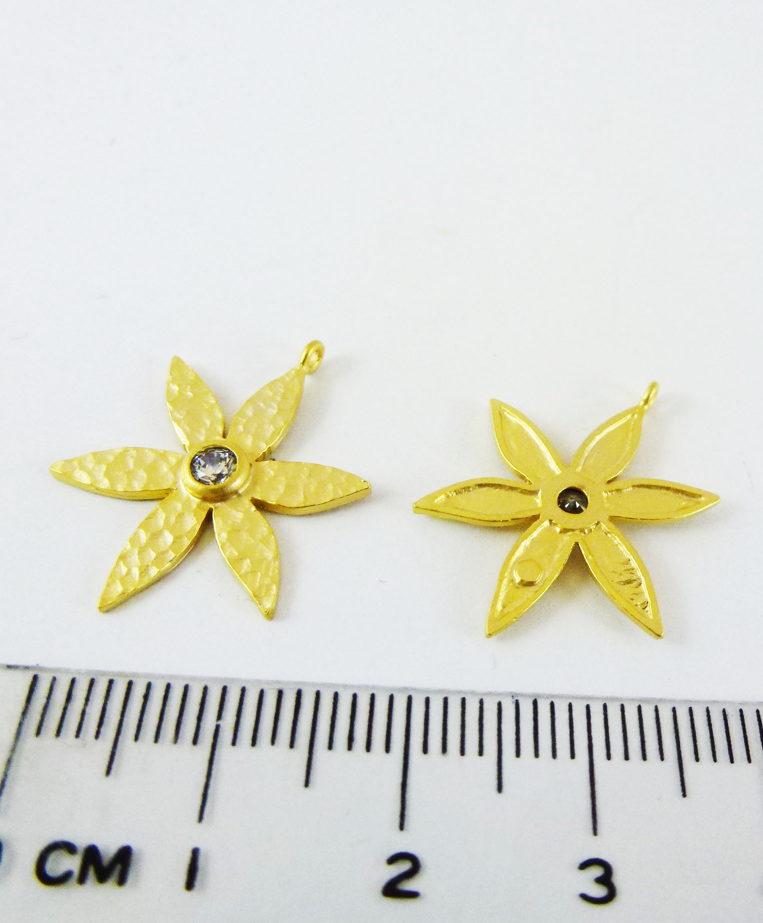 20MM銅鍍霧金色單孔單鑽六尖瓣花