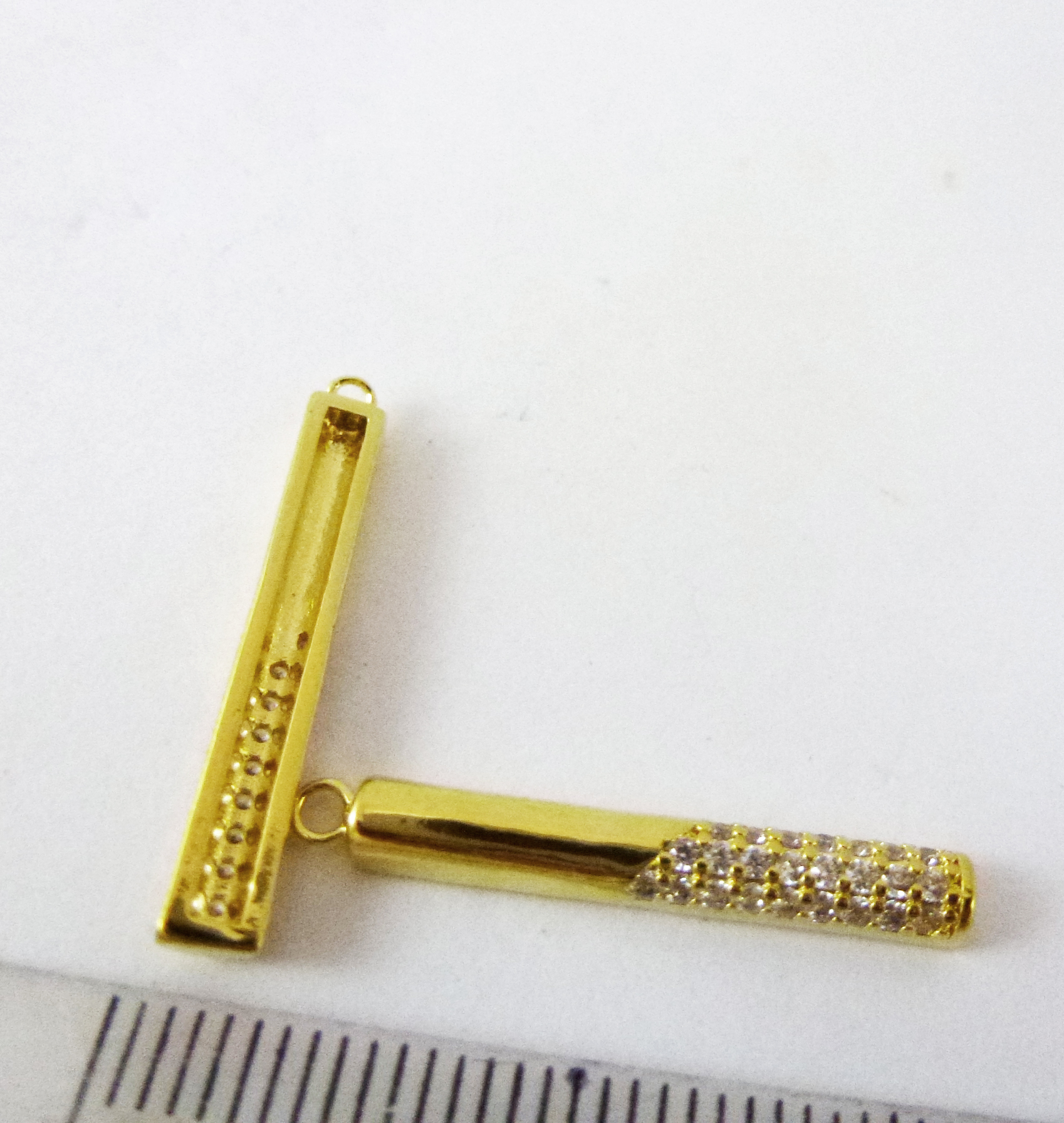 23mm銅鍍金單孔半圓柱鑲鑽