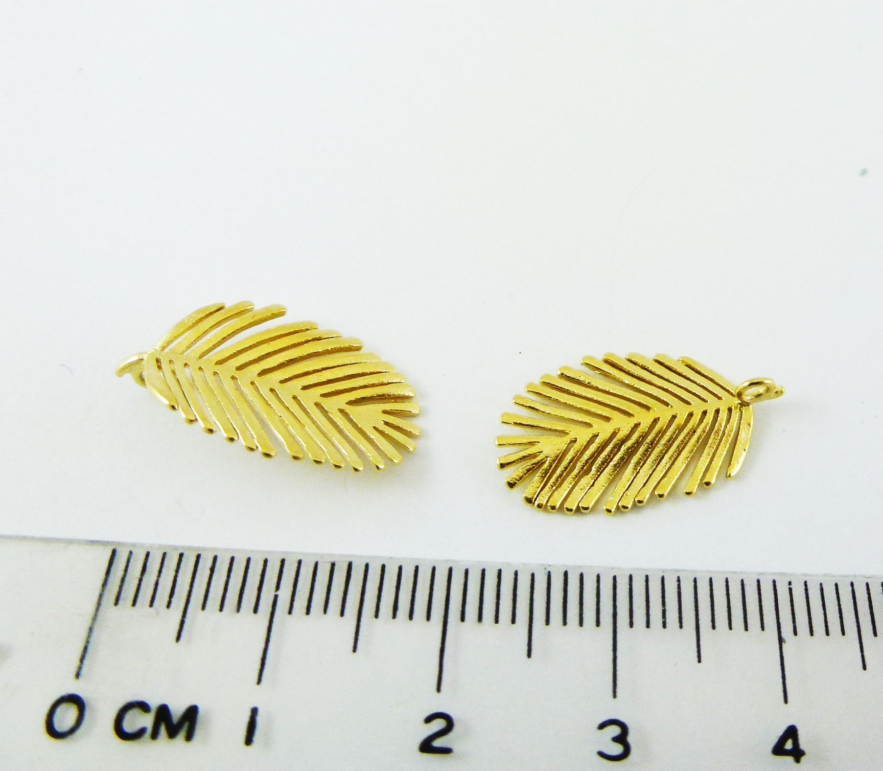 18mm銅鍍霧金色單孔鐵樹葉