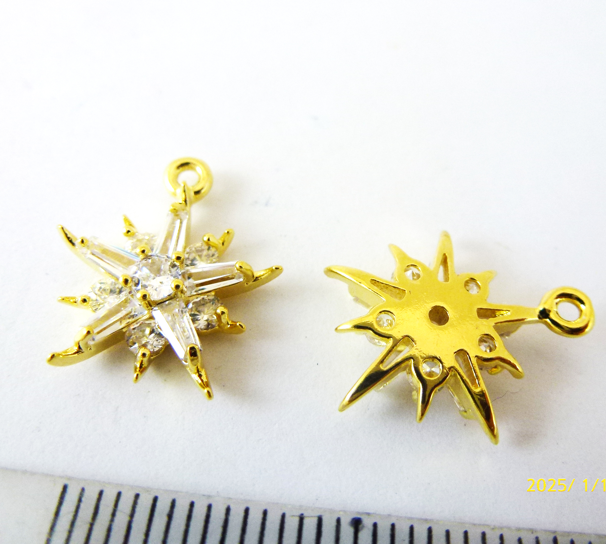 15mm銅鍍金色單孔T鑽耀眼星