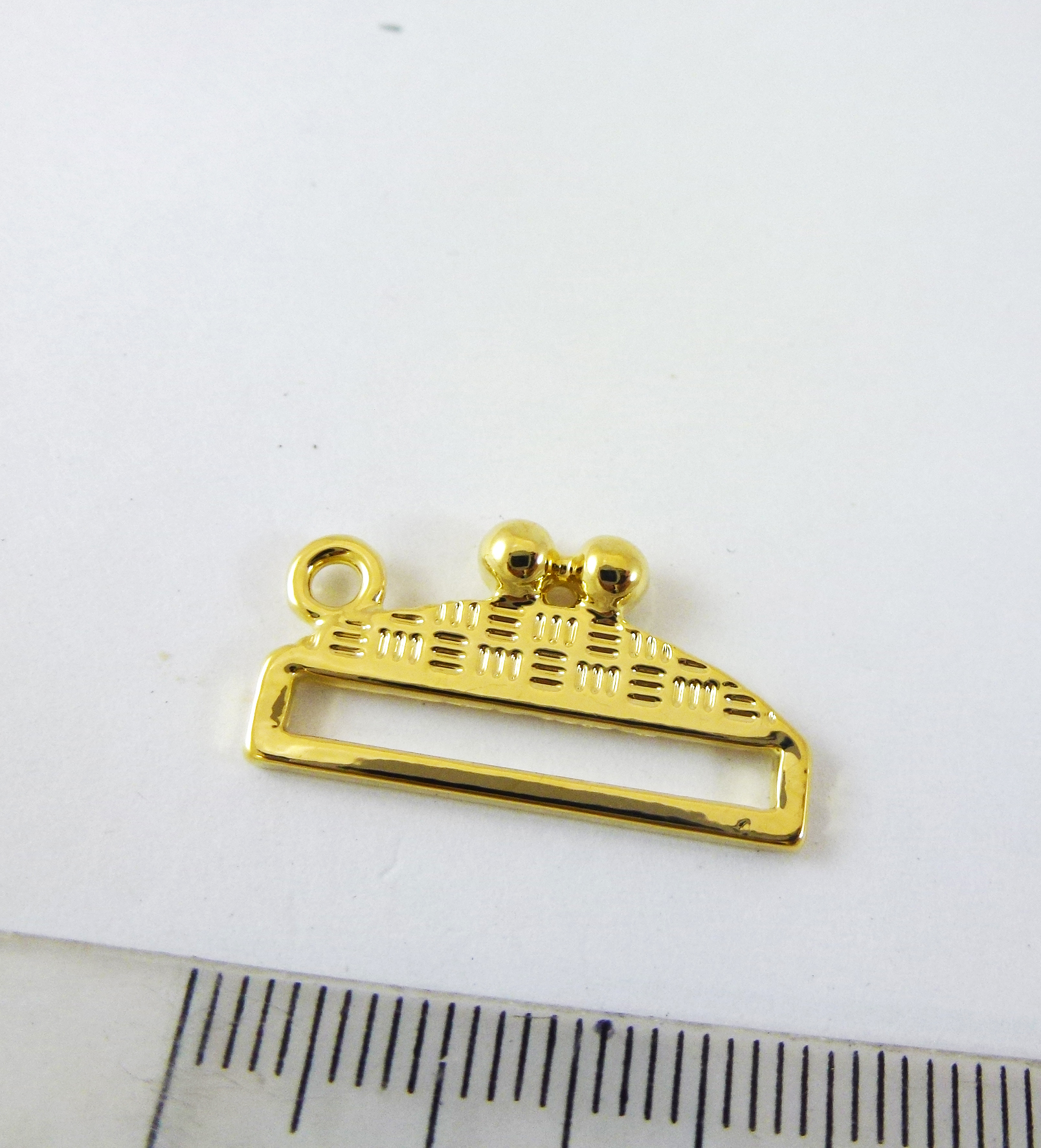 合金鍍金色橫豎紋口金織帶掛鉤(DB珠十五排)