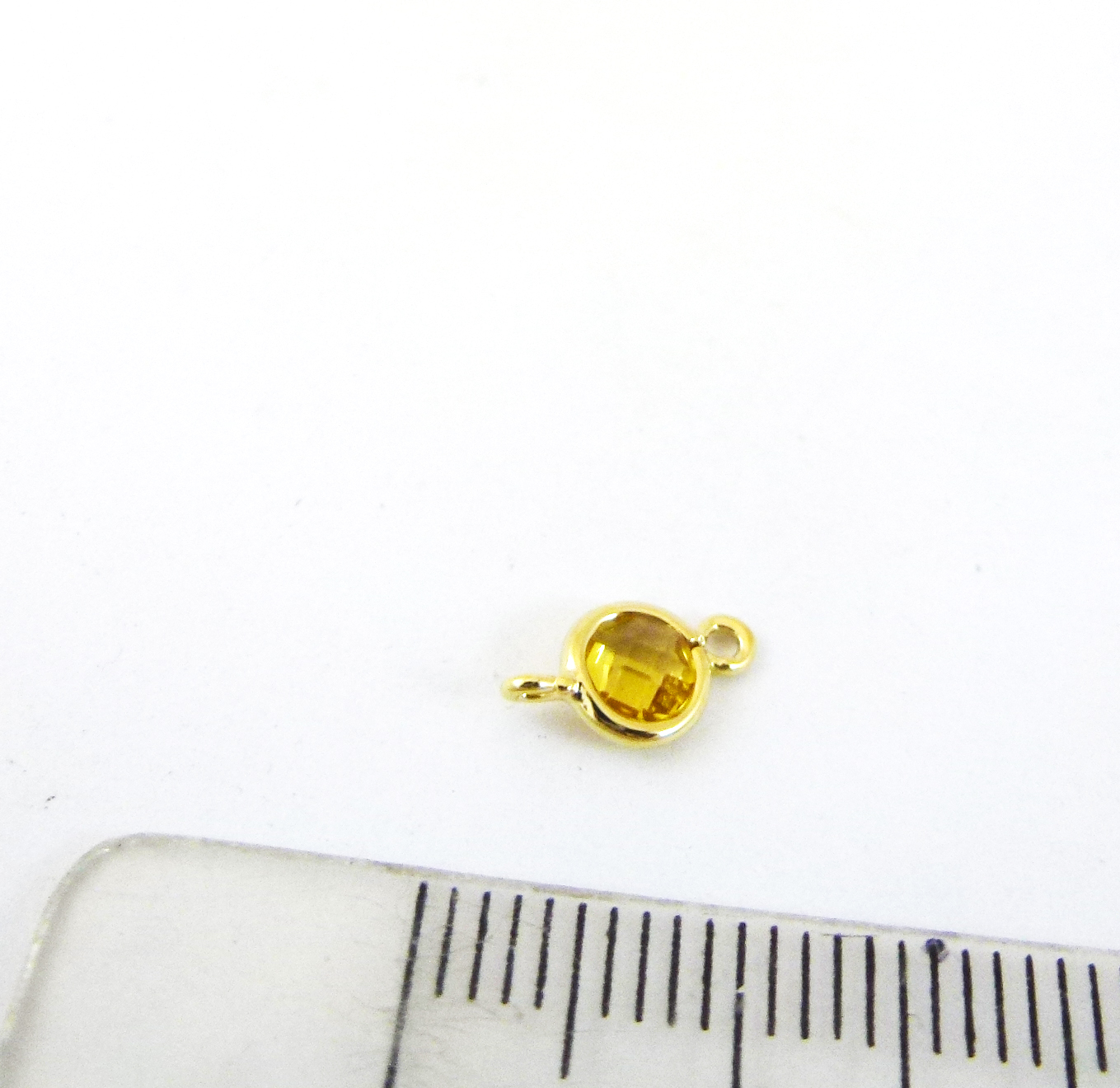 銅鍍金色雙孔圓形-黃水晶