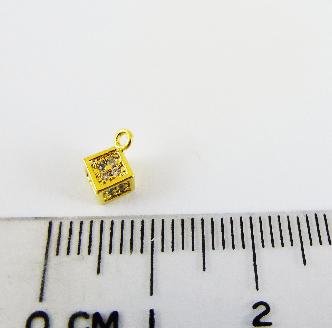 銅鍍金色單孔正方體鑲鑽