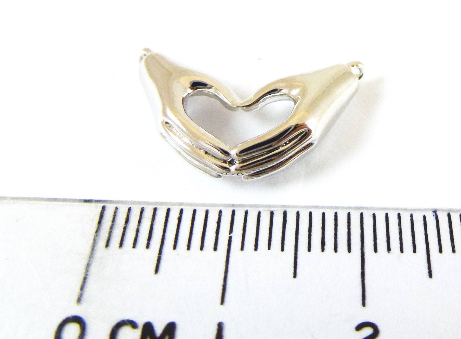 銅鍍正白K色雙孔愛心手掌