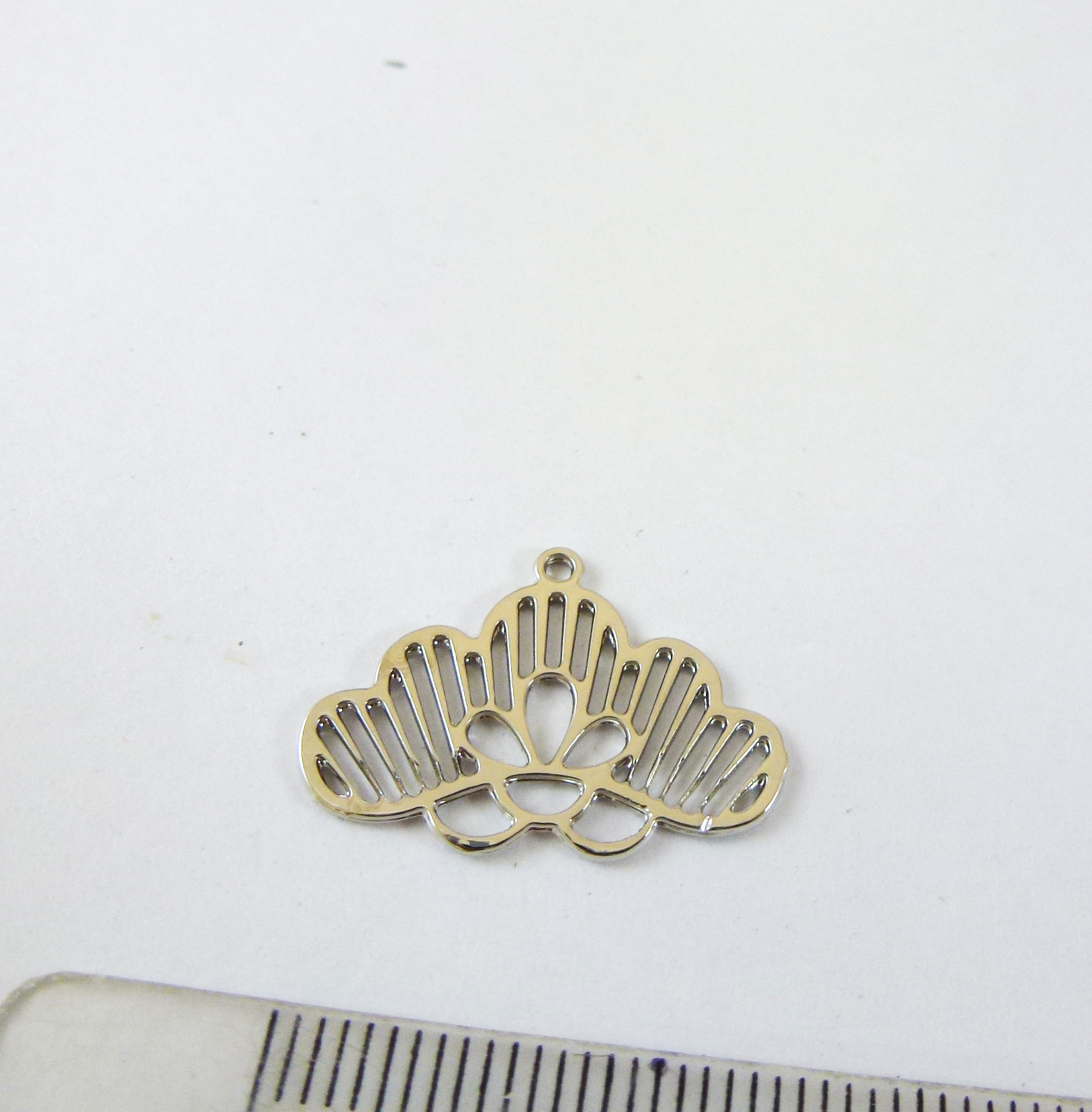 合金鍍白K單孔鏤空花形扇