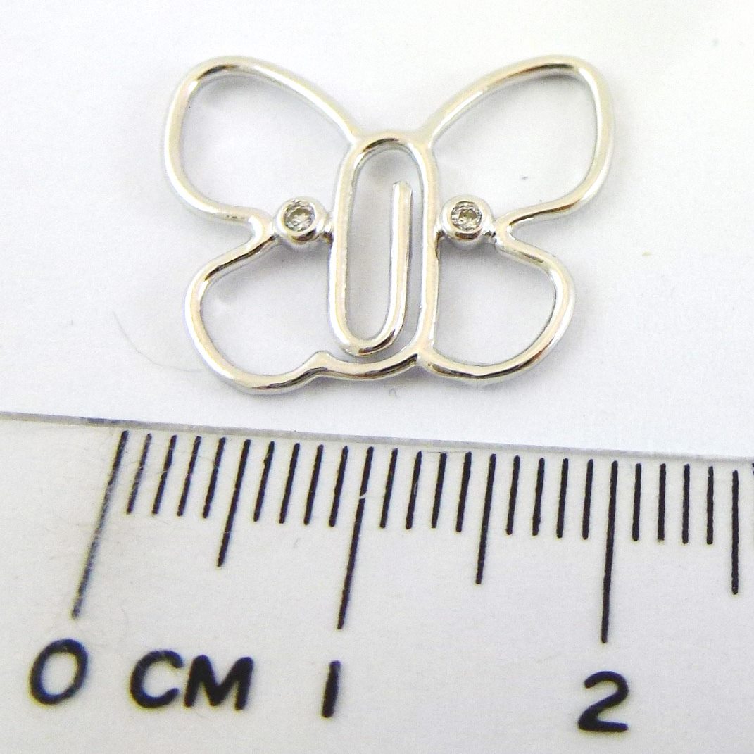 銅鍍正白K色雙鑽線折蝴蝶