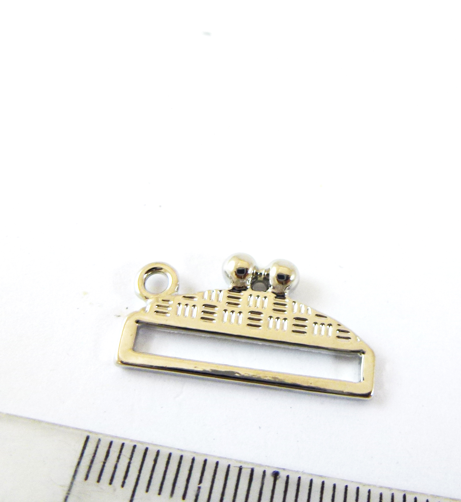 合金鍍白K橫豎紋口金織帶掛鉤(DB珠十五排)