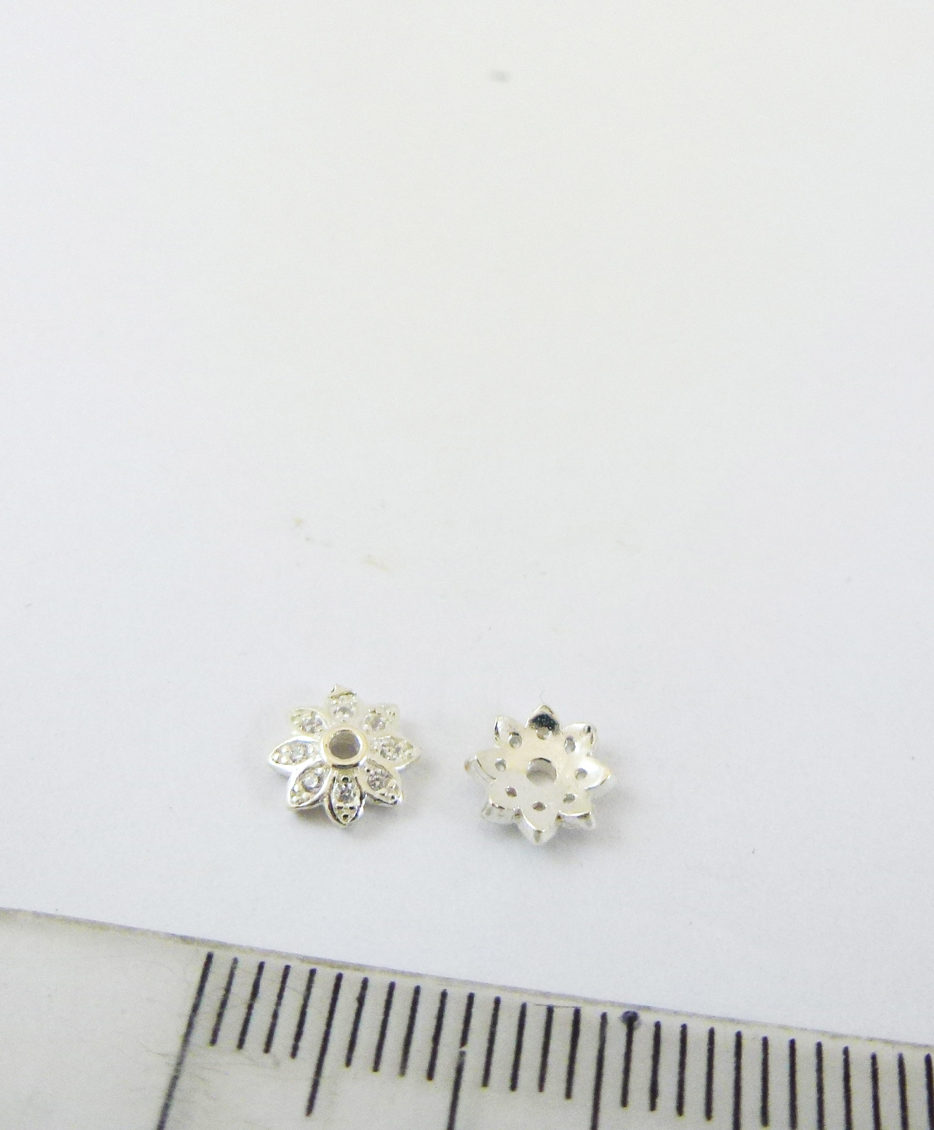 6MM純銀八尖瓣鑲鑽花帽