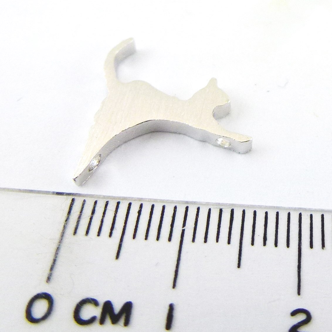 銅鍍霧銀色三孔跳躍貓