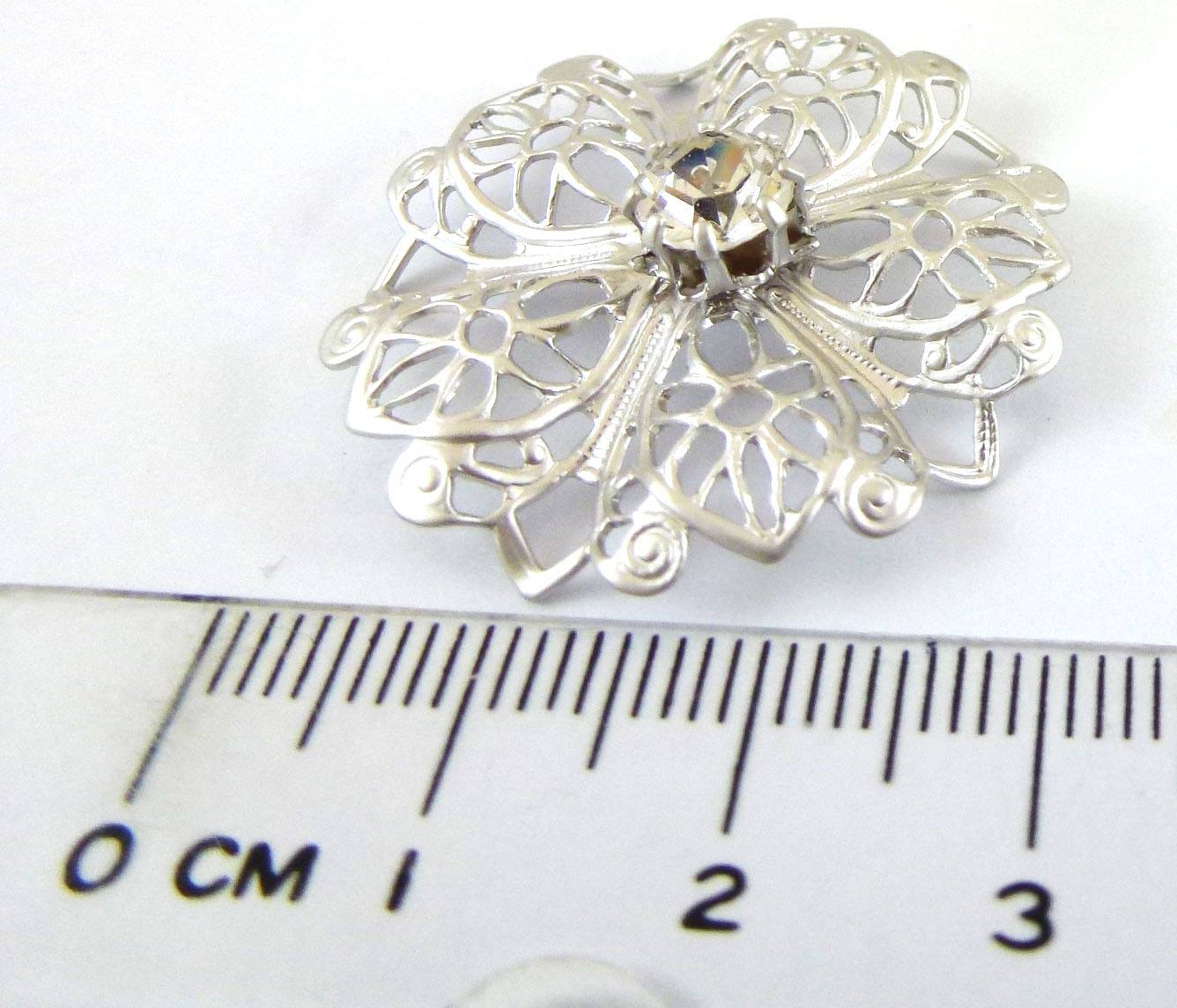 銅鍍霧銀色單鑽波浪花形網盤