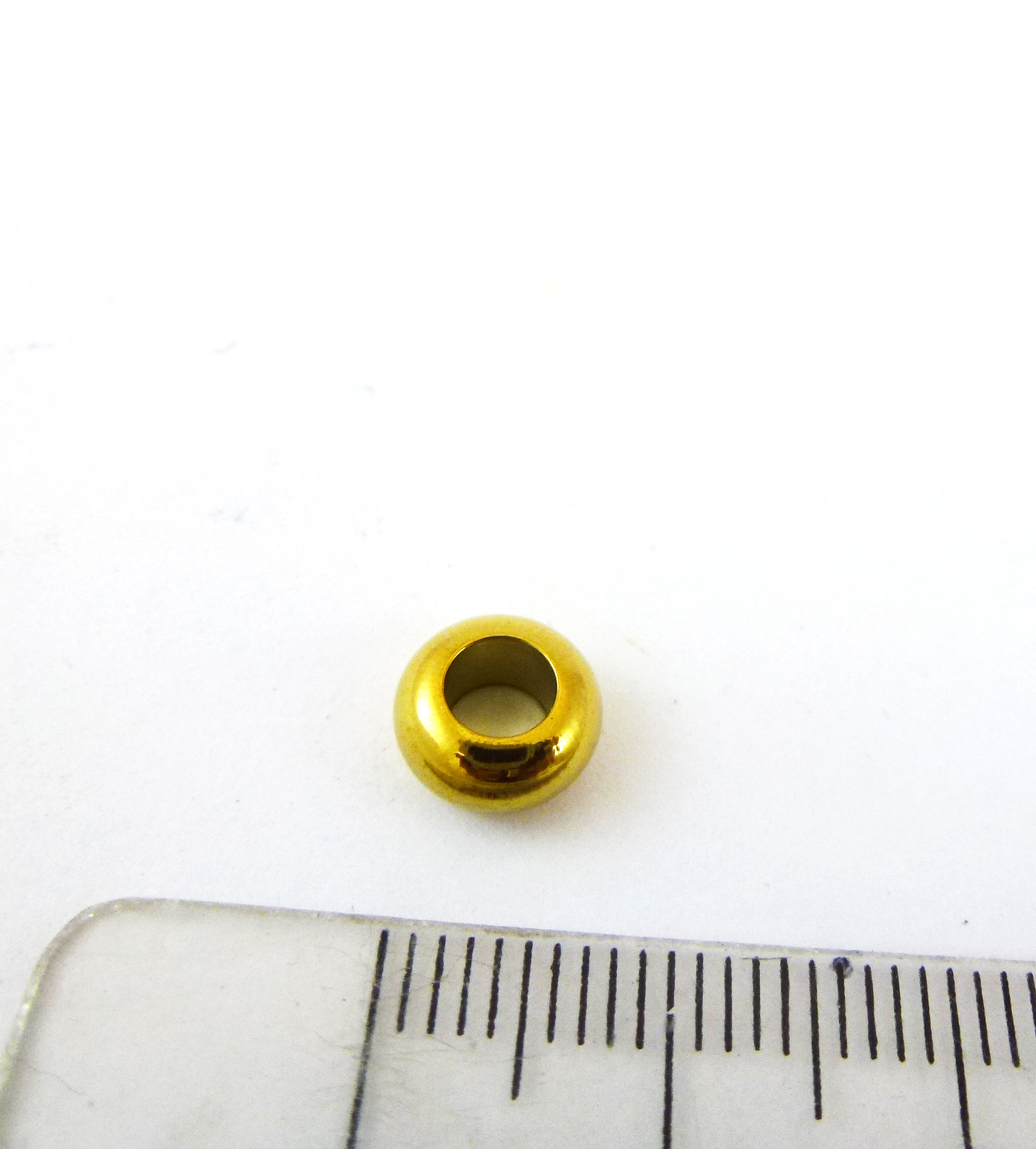 8mm不銹鋼銅鍍金色大洞圓扁珠