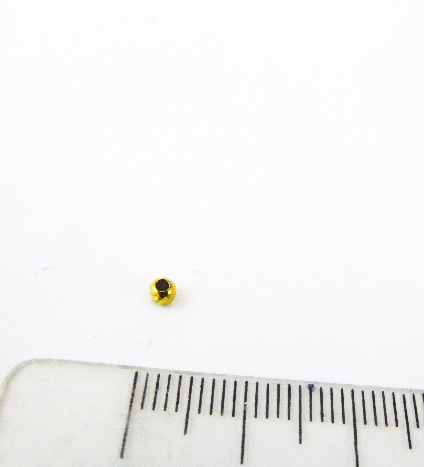 2mm不銹鋼銅鍍金色斜切紋珠