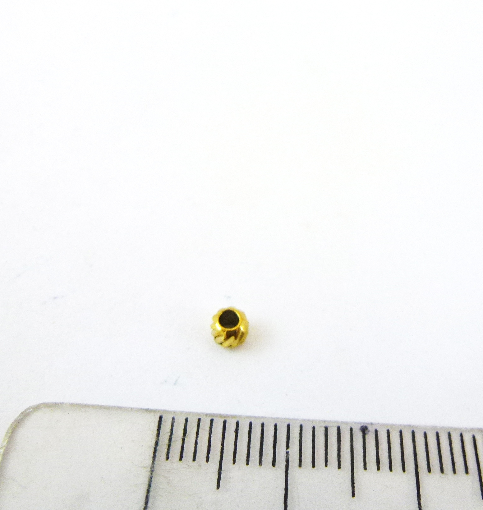 3mm不銹鋼銅鍍金色斜切紋珠