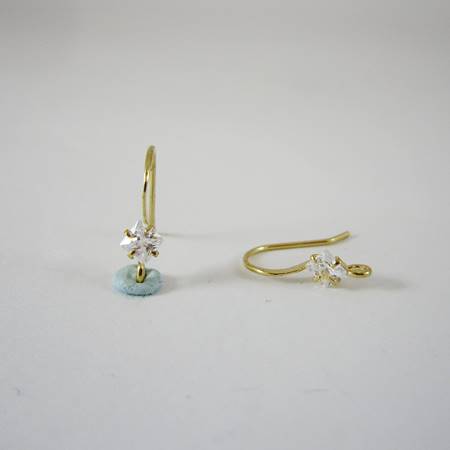 純銀鍍金色單鑲鑽耳鉤