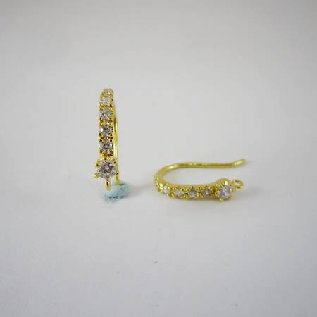 純銀鍍金色龍形鑲鑽耳鉤