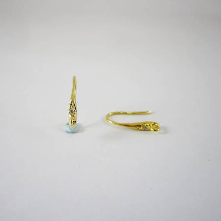 純銀鍍金水滴鑲鑽耳鉤